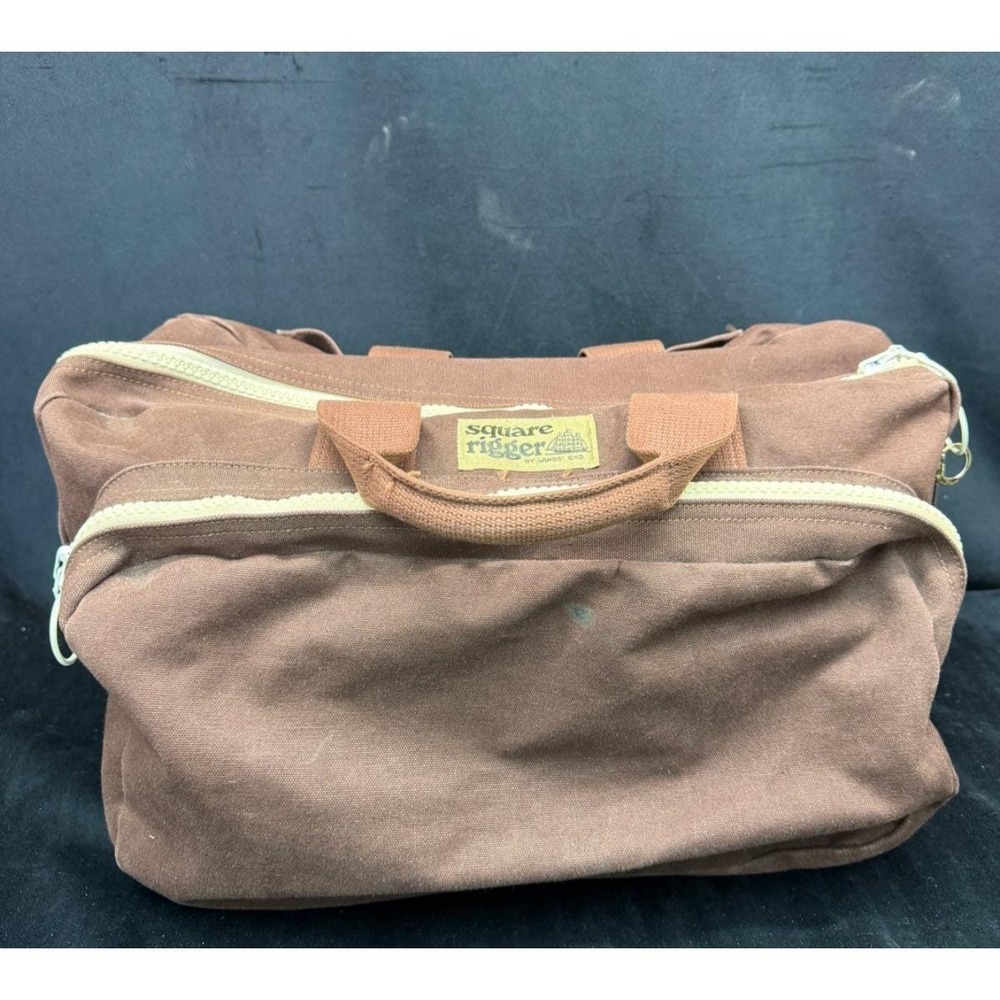 Vtg Lands End Square Rigger Crossbody Weekender Carry On Messenger Canvas Bag